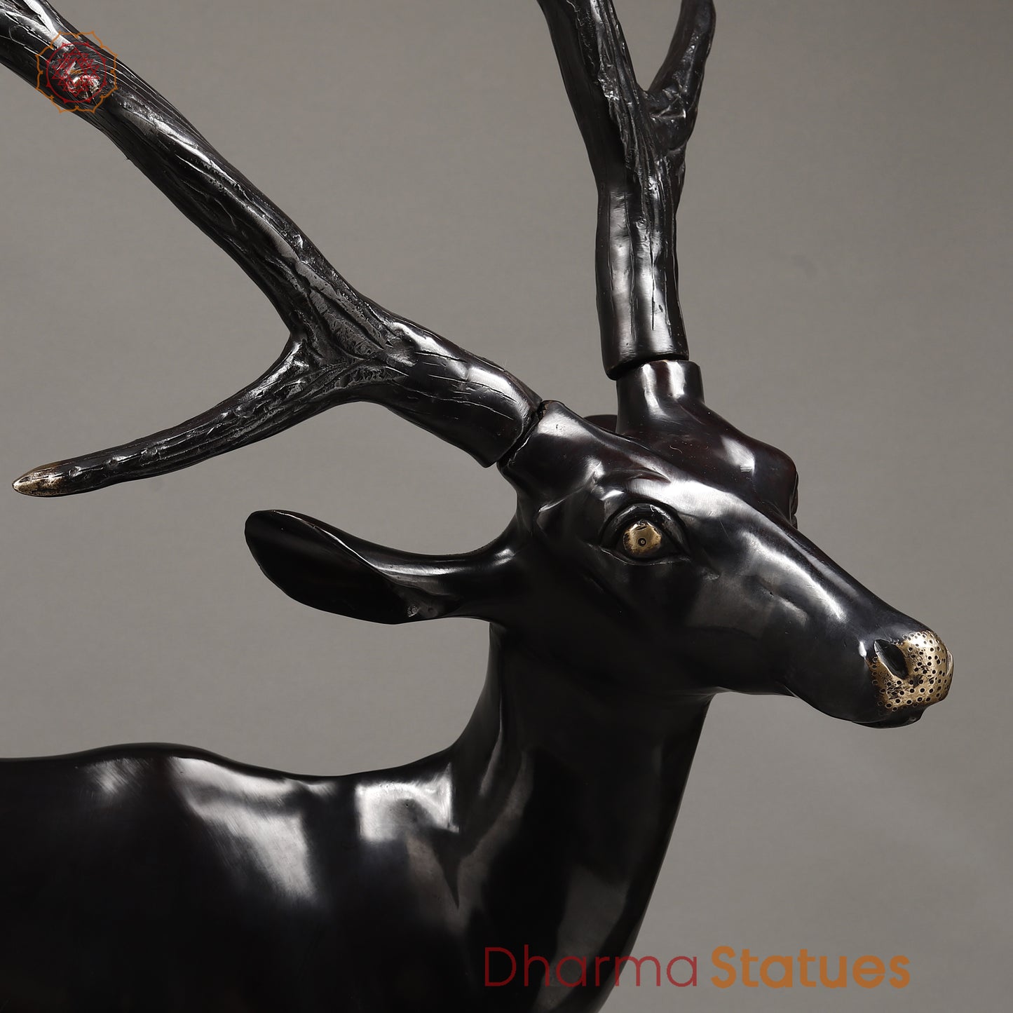 Brass Deer, Black Patina with Golden Finish, 35.5"