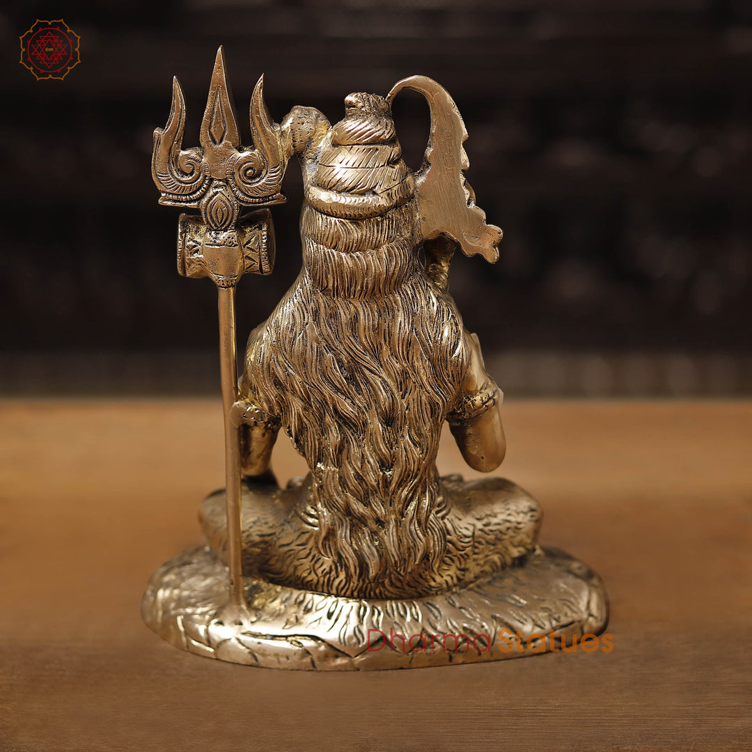 Brass Shiva Statue, Fine Golden Finish, 10.5"