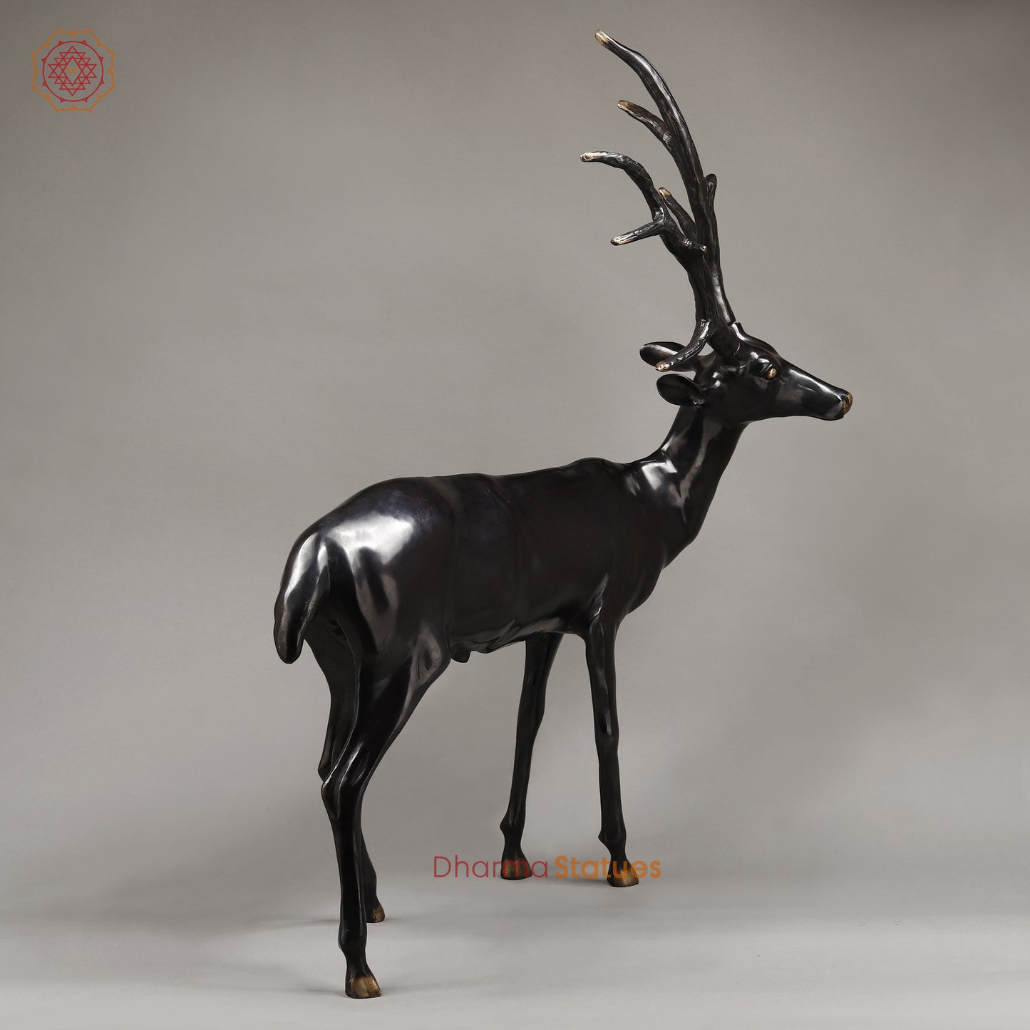 Brass Deer, Black Patina with Golden Finish, 35.5"