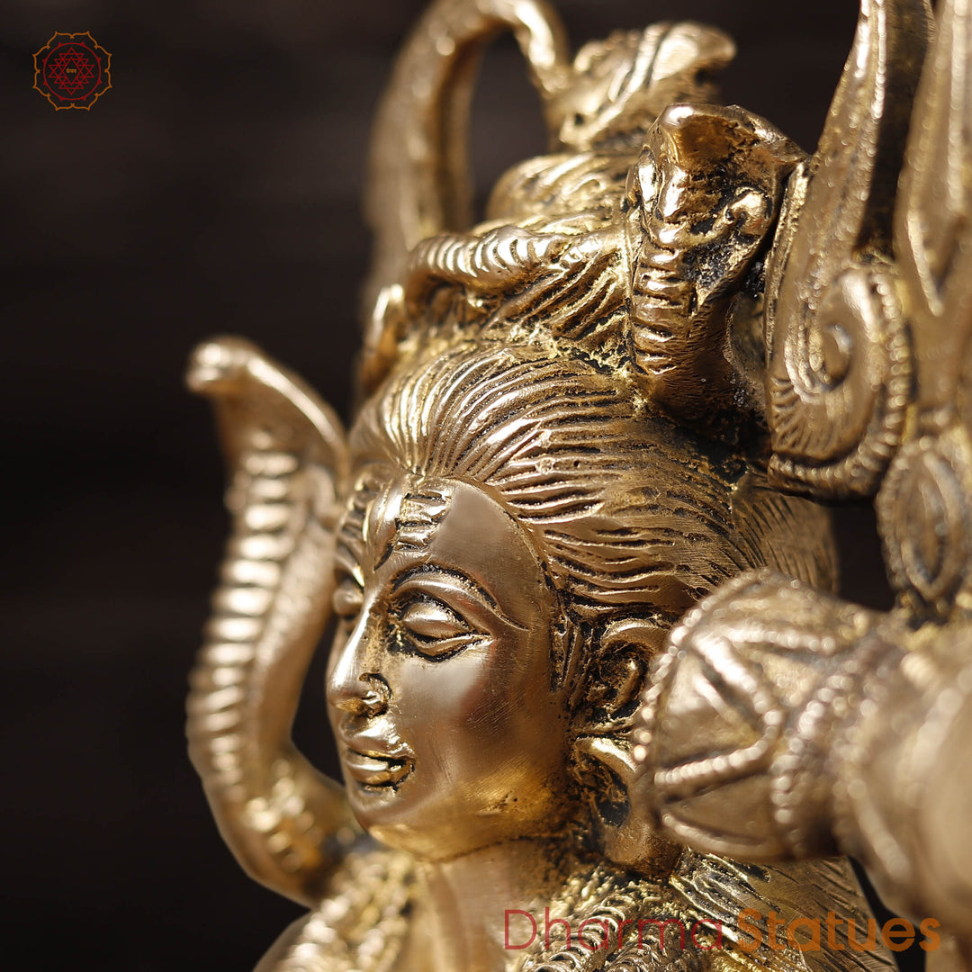 Brass Shiva Statue, Fine Golden Finish, 10.5"