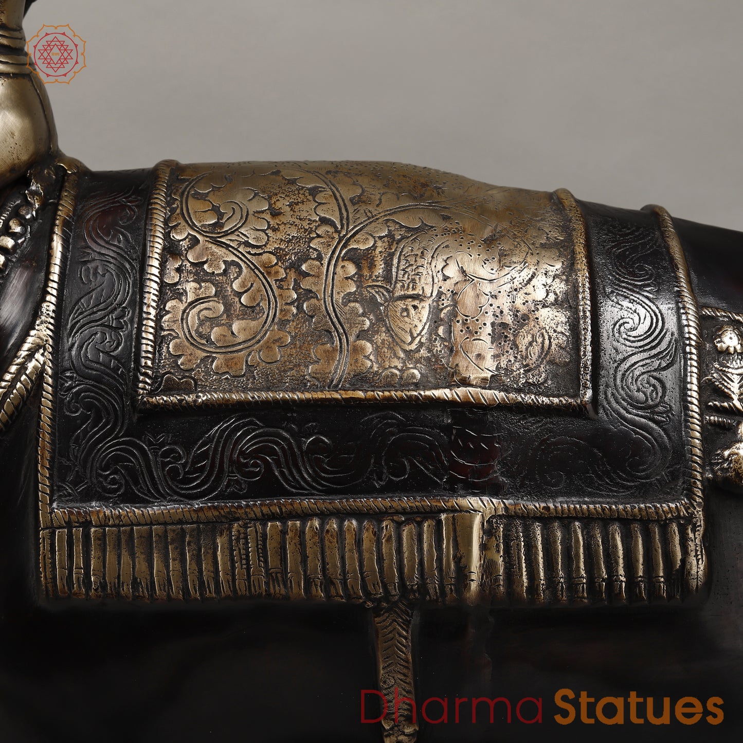 Brass Elephant with Rider, Black Patina & Golden Finish, 24"