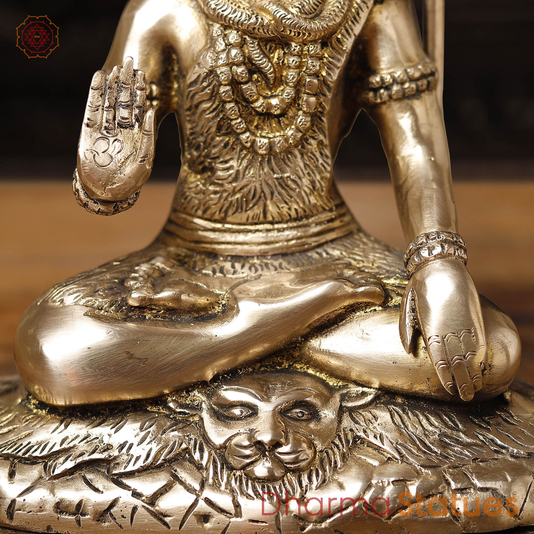 Brass Shiva Statue, Fine Golden Finish, 10.5"