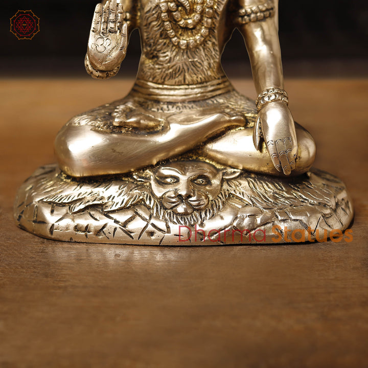 Brass Shiva Statue, Fine Golden Finish, 10.5"