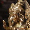 Brass Ganesh Sitting on Lotus Flower Smooth Finish, 11.5"