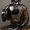 Brass Buddha seated in Blessing Posture, Black Patina & Copper Finish, 38"