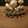 Brass Ganesh Sitting on Lotus Flower Smooth Finish, 11.5"