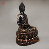 Brass Buddha seated in Blessing Posture, Black Patina & Copper Finish, 38"