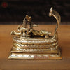 Brass Vishnu and Lakshmi Resting on Sheshnag, Smooth Gold Finish 6"