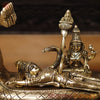 Brass Vishnu and Lakshmi Resting on Sheshnag, Smooth Gold Finish 6"