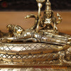 Brass Vishnu and Lakshmi Resting on Sheshnag, Smooth Gold Finish 6"