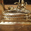 Brass Vishnu and Lakshmi Resting on Sheshnag, Smooth Gold Finish 6"