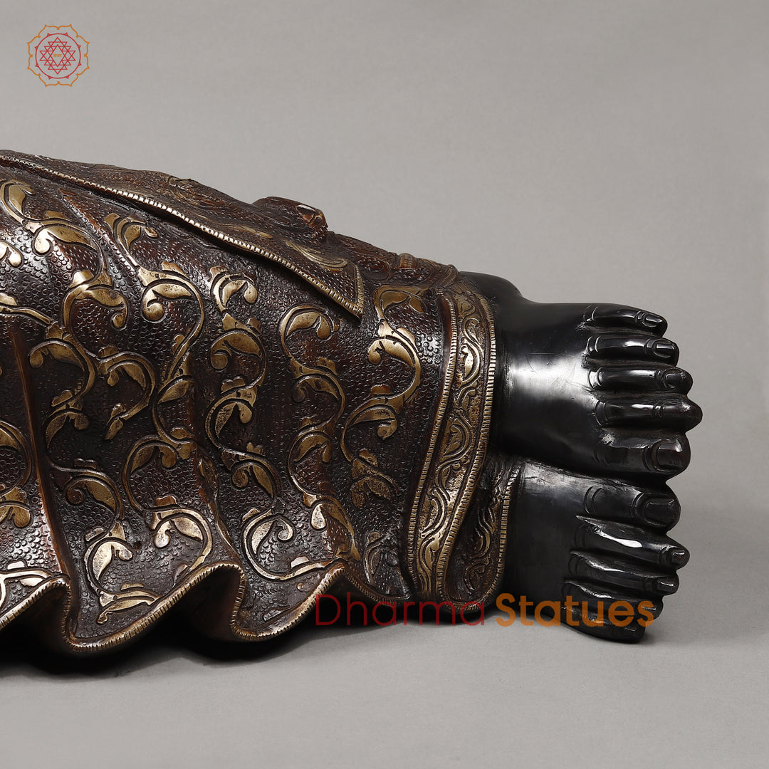 Brass Buddha Resting, Black Patina & Copper Finish 47"