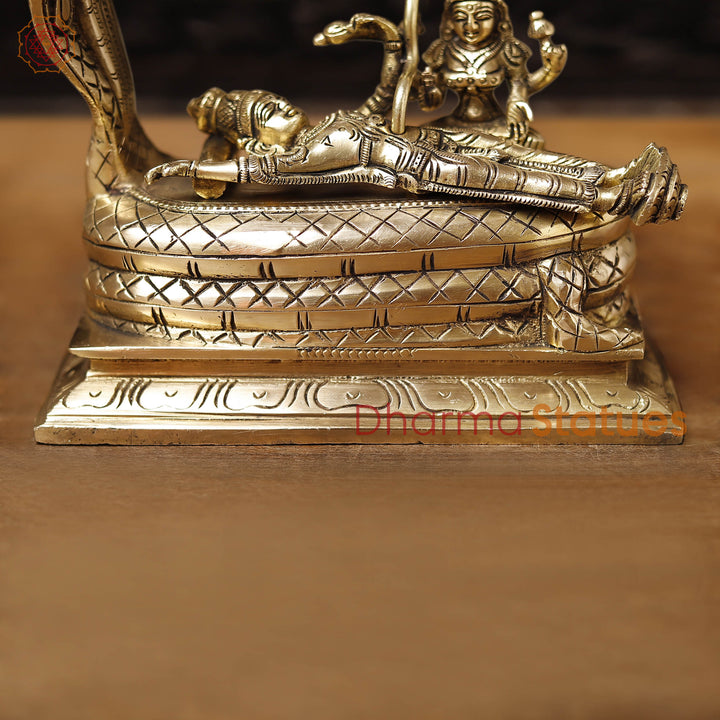 Brass Vishnu and Lakshmi, Statue Depicts Sesha Naga or Ananta. 6"