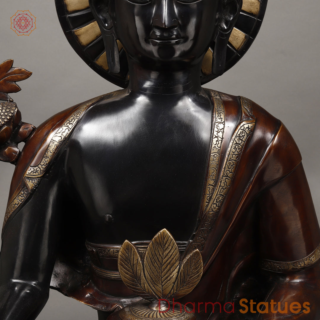 Brass Buddha Medicine Posture, Deep Black and Rich copper Finish 34"