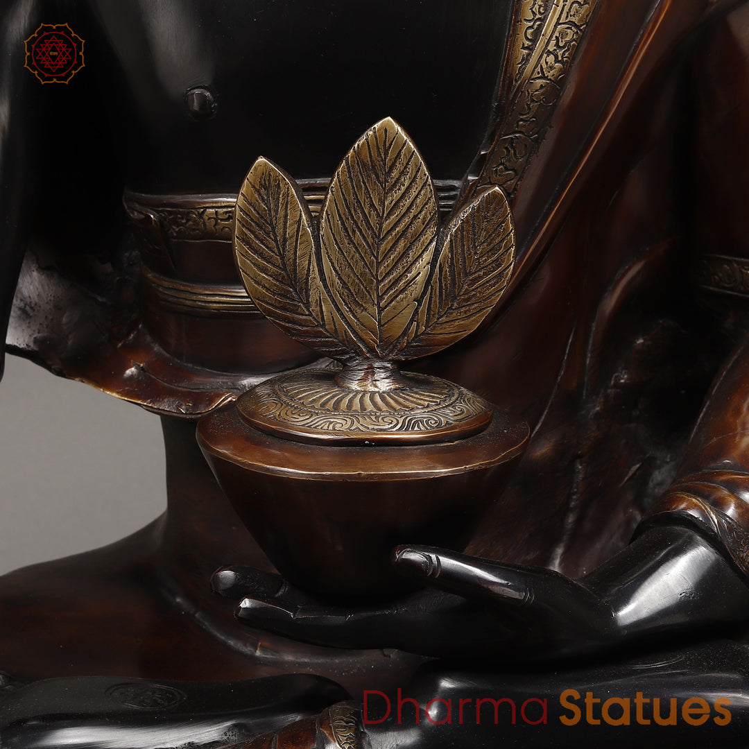 Brass Buddha Medicine Posture, Deep Black and Rich copper Finish 34"