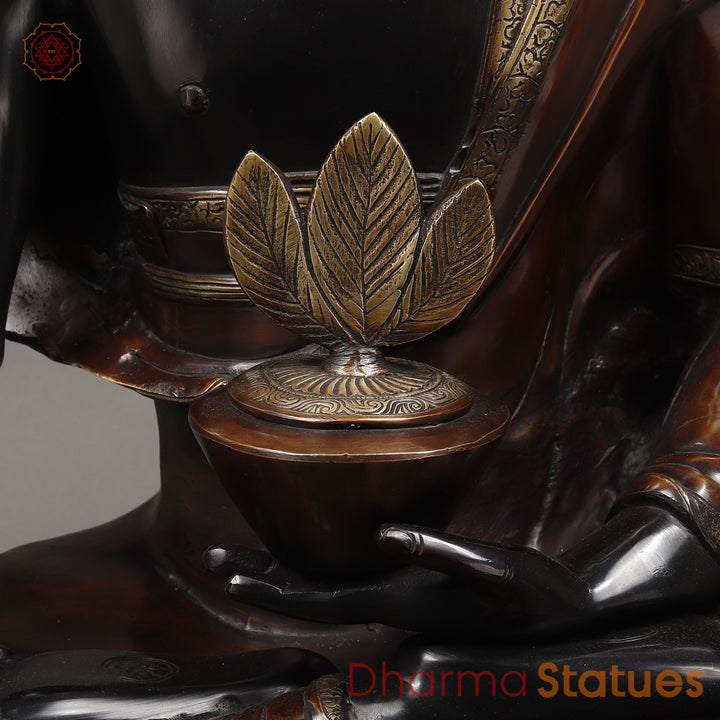 Brass Buddha Medicine Posture, Deep Black and Rich copper Finish 34"