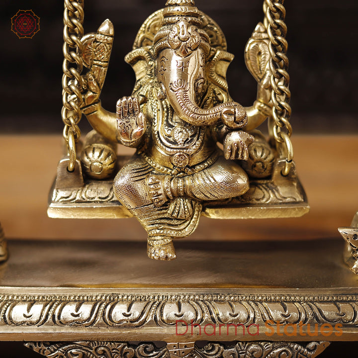 Brass Ganesh Jhula Under Elephant Tusk, Smooth finish, 10"