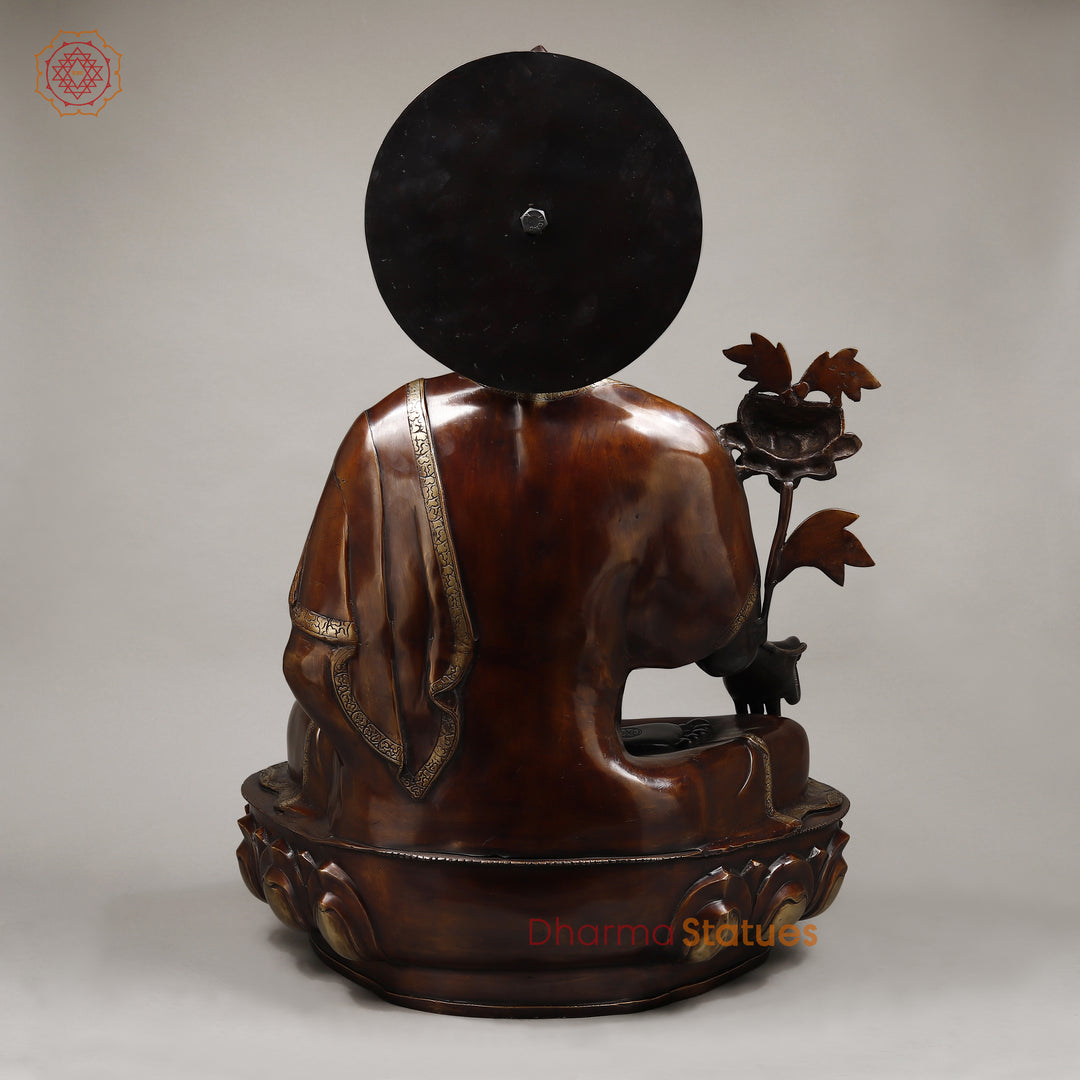 Brass Buddha Medicine Posture, Deep Black and Rich copper Finish 34"