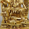 Brass Shiva Parivar With Arch , Fine Golden Finish, 12"