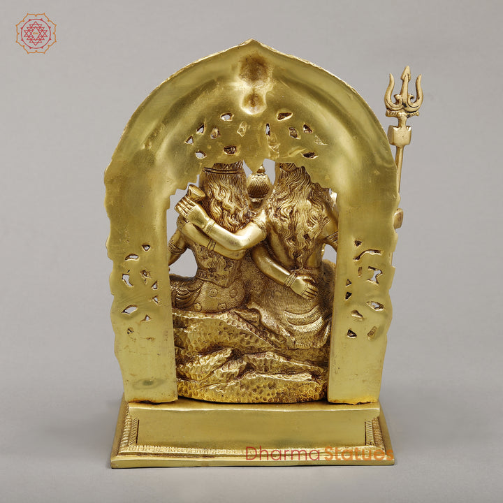 Brass Shiva Parivar With Arch , Fine Golden Finish, 12"