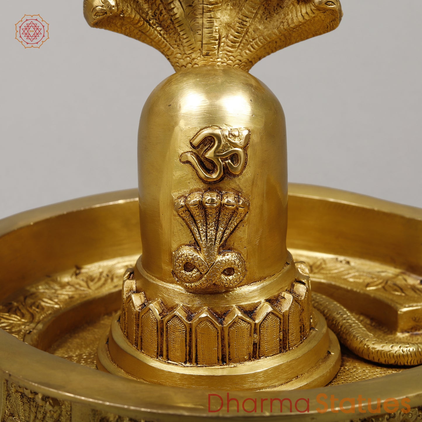 Brass Mahakaleshwar Lingam, Fine Golden Finish, 8"