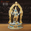 Brass Kali Idol- Handcrafted Brass Goddess Kali, Turquoise Finish 21"