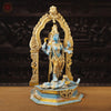 Brass Kali Idol- Handcrafted Brass Goddess Kali, Turquoise Finish 21"