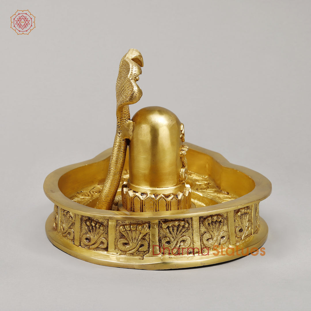 Brass Mahakaleshwar Lingam, Fine Golden Finish, 8"