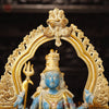 Brass Kali Idol- Handcrafted Brass Goddess Kali, Turquoise Finish 21"