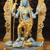 Brass Kali Idol- Handcrafted Brass Goddess Kali, Turquoise Finish 21"