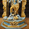 Brass Kali Idol- Handcrafted Brass Goddess Kali, Turquoise Finish 21"