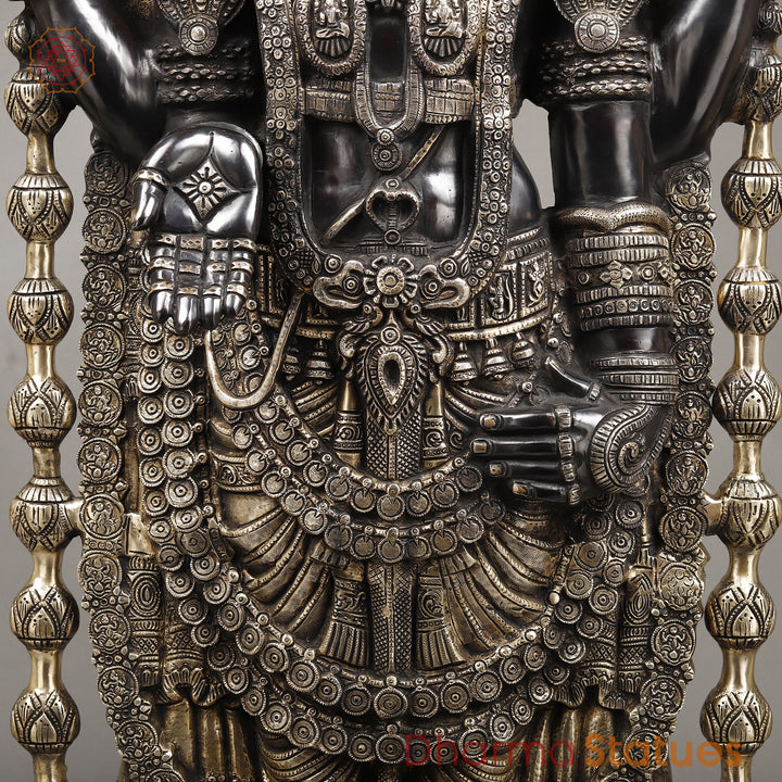 Brass Tirupati Balaji Standing, Deep Black Finish 47"