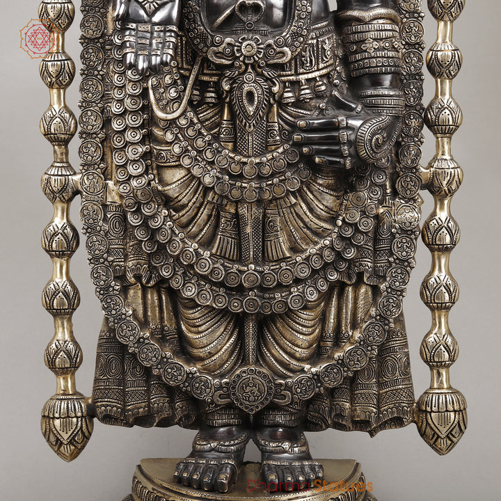 Brass Tirupati Balaji Standing, Deep Black Finish 47"