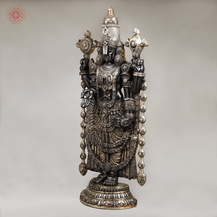 Brass Tirupati Balaji Standing, Deep Black Finish 47"