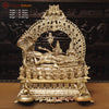 Brass Vishnu Resting on Sheshnag Throne – Lakshmi, Brahma, and Dashavatar Ensemble, Fine Golden Finish, 26"