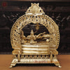 Brass Vishnu Resting on Sheshnag Throne – Lakshmi, Brahma, and Dashavatar Ensemble, Fine Golden Finish, 26"