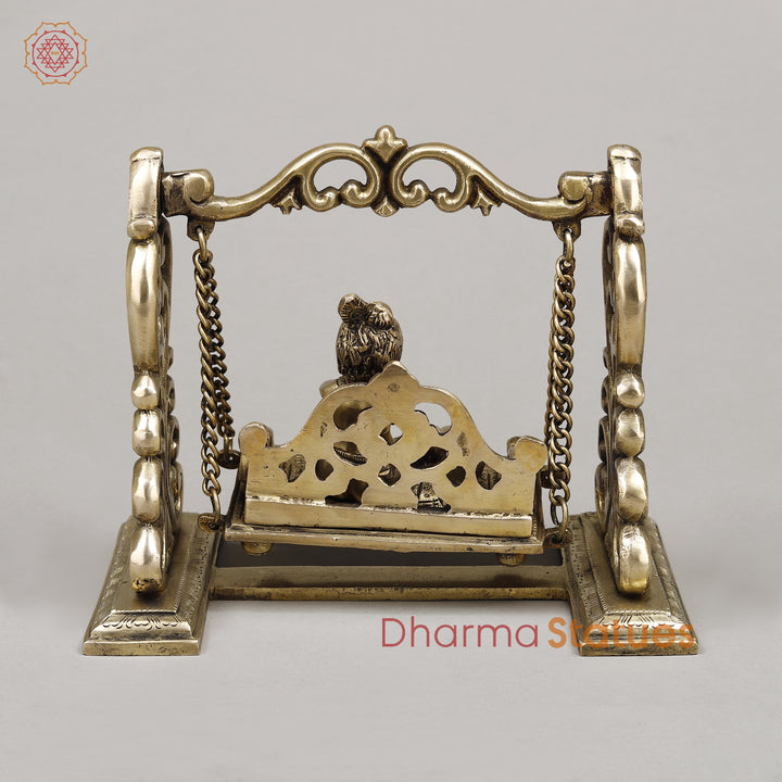 Brass Baby Krishna on Swing, Fine Golden Finish, 8"