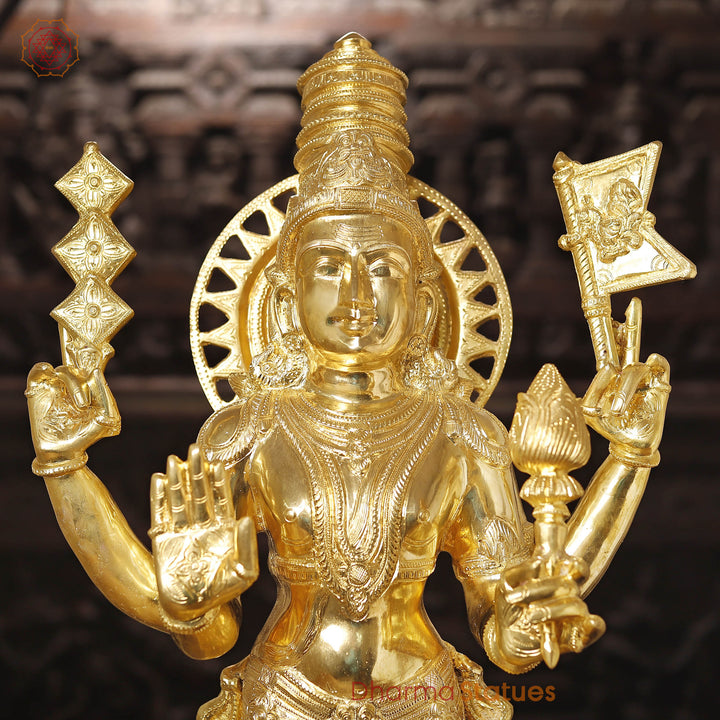 Brass Idol of Lord Surya, is Meant for Performing Puja at Home, 36"