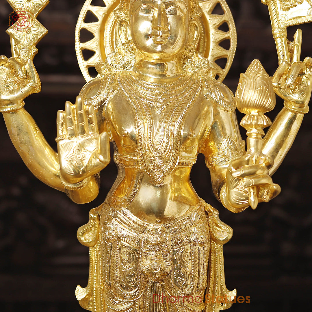 Brass Idol of Lord Surya, is Meant for Performing Puja at Home, 36"