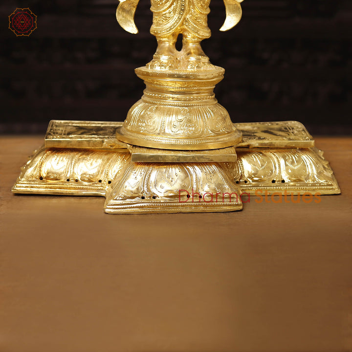 Brass Idol of Lord Surya, is Meant for Performing Puja at Home, 36"