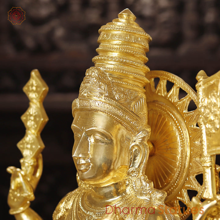 Brass Idol of Lord Surya, is Meant for Performing Puja at Home, 36"