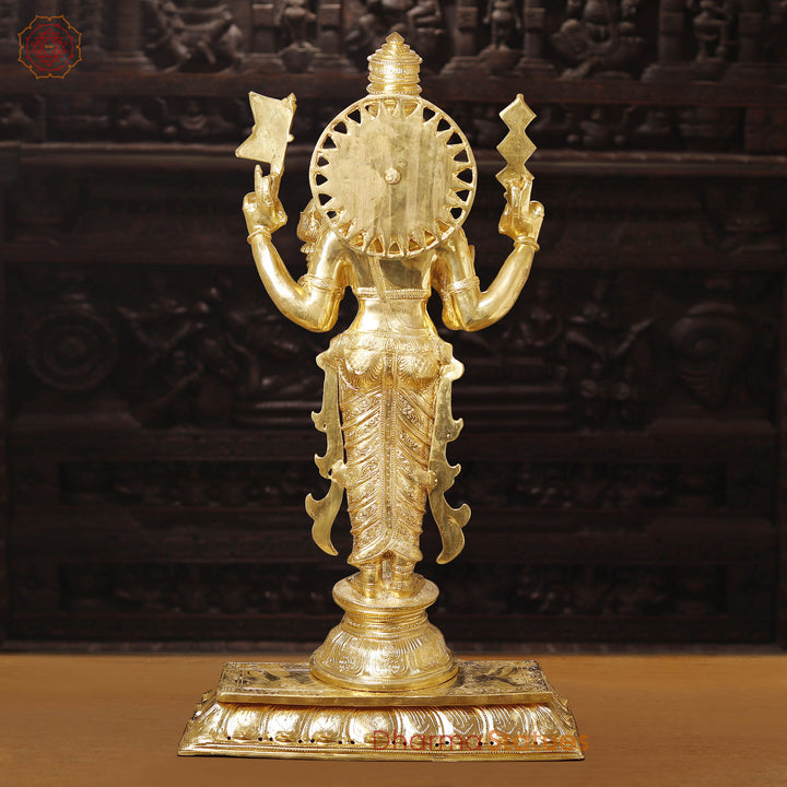 Brass Idol of Lord Surya, is Meant for Performing Puja at Home, 36"