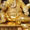 Brass Ganesh Seated Beautifully Craved With Fine Details Made in the Villages of Tamil Nadu, Gold Finish 33"