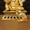 Brass Ganesh Seated Beautifully Craved With Fine Details Made in the Villages of Tamil Nadu, Gold Finish 33"