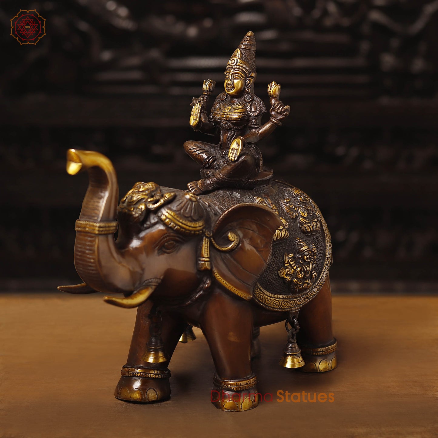 Brass Lakshmi Statue, Ashtalakshmi Ensemble, Bronze and Golden Finish 15"