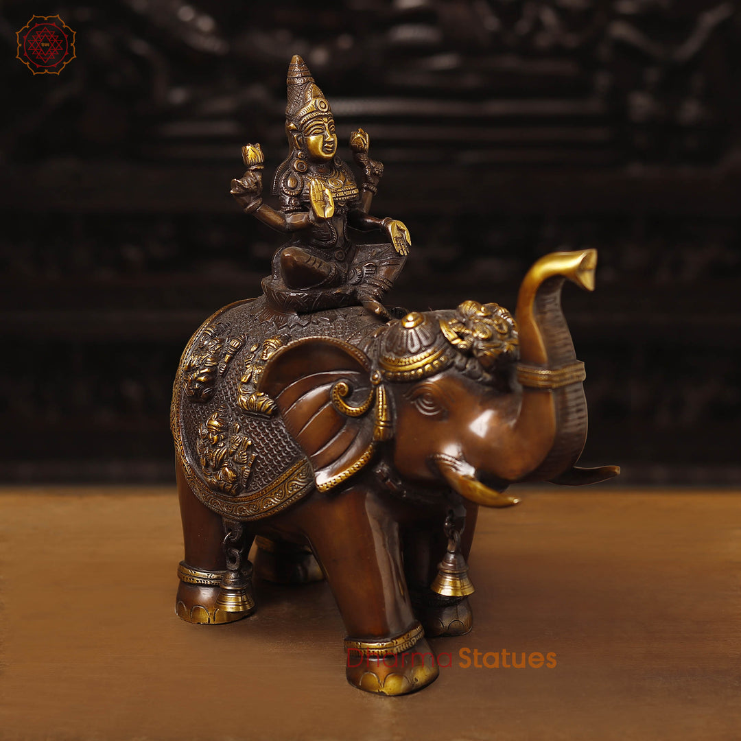 Brass Lakshmi Statue, Ashtalakshmi Ensemble, Bronze and Golden Finish 15"