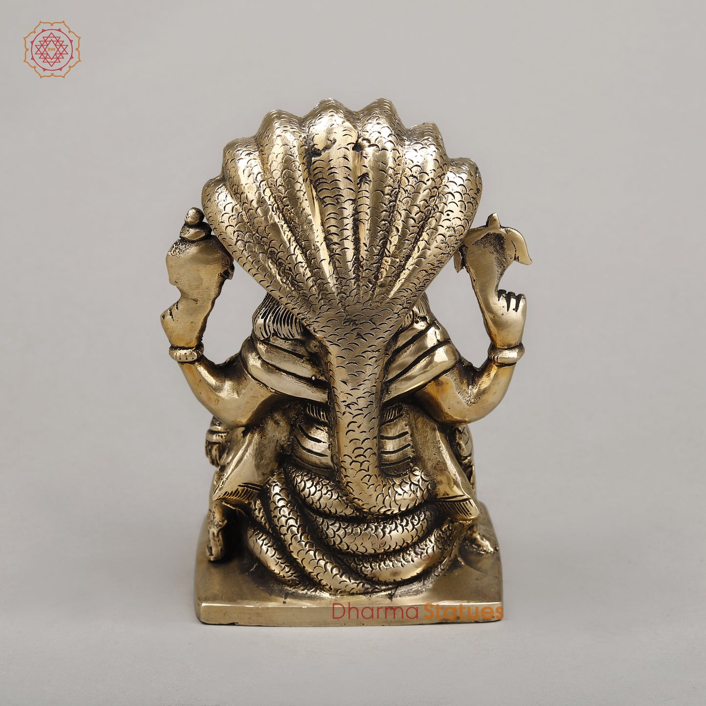 Brass Narasimha, Killing Hiranyakashipu On Throne with Sheshnaag, Fine Golden Finish, 9"