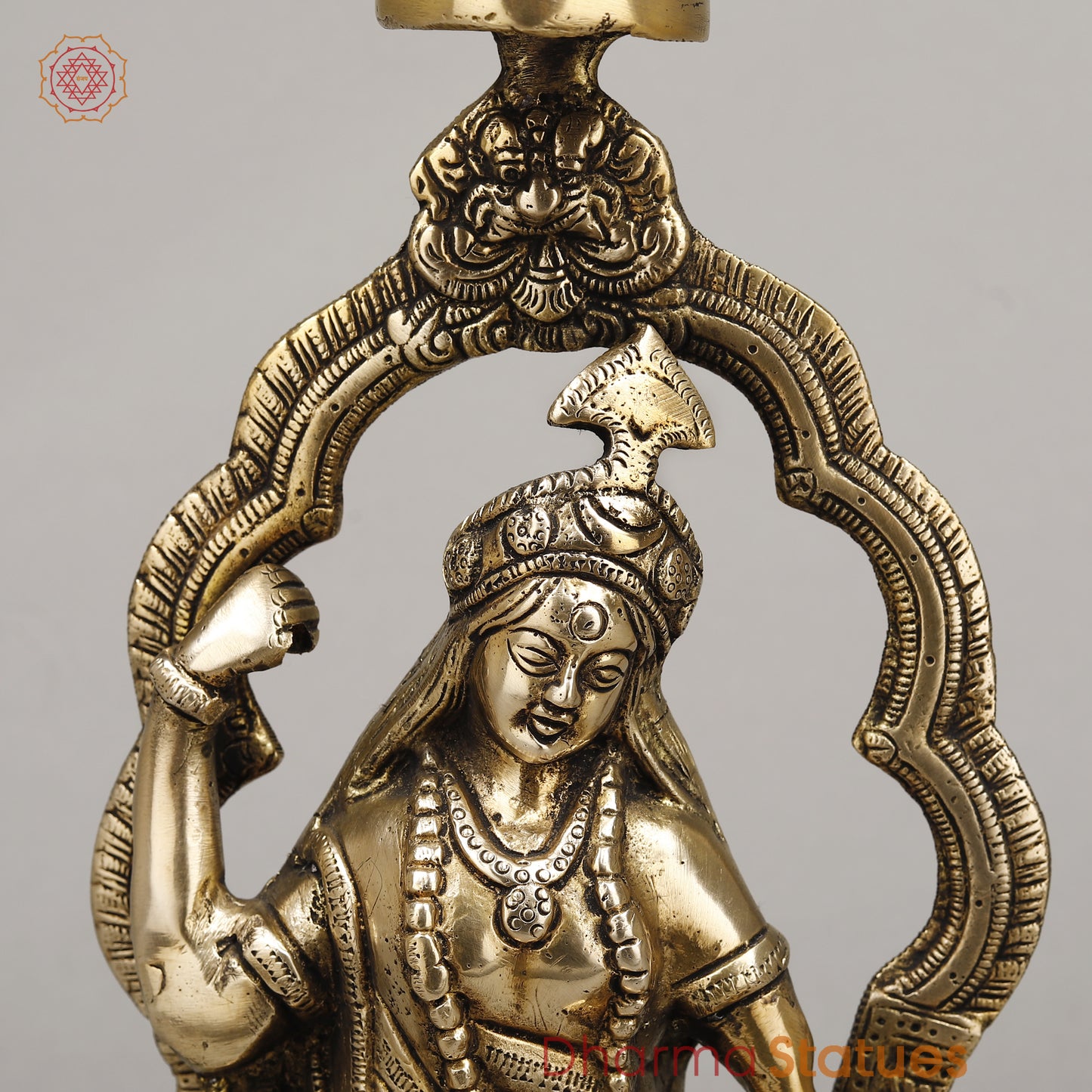 Brass Bagalamukhi Devi, Fine Golden Finish, 13.5"