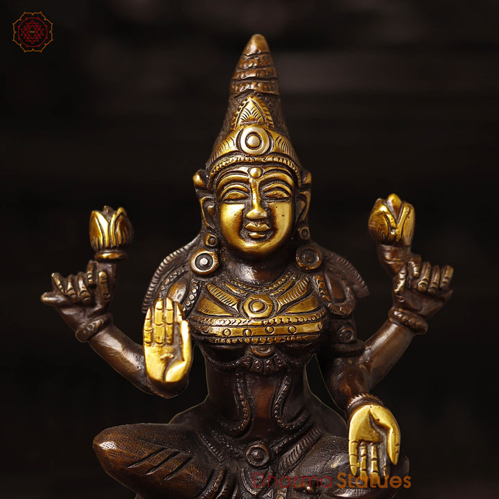 Brass Lakshmi Statue, Ashtalakshmi Ensemble, Bronze and Golden Finish 15"