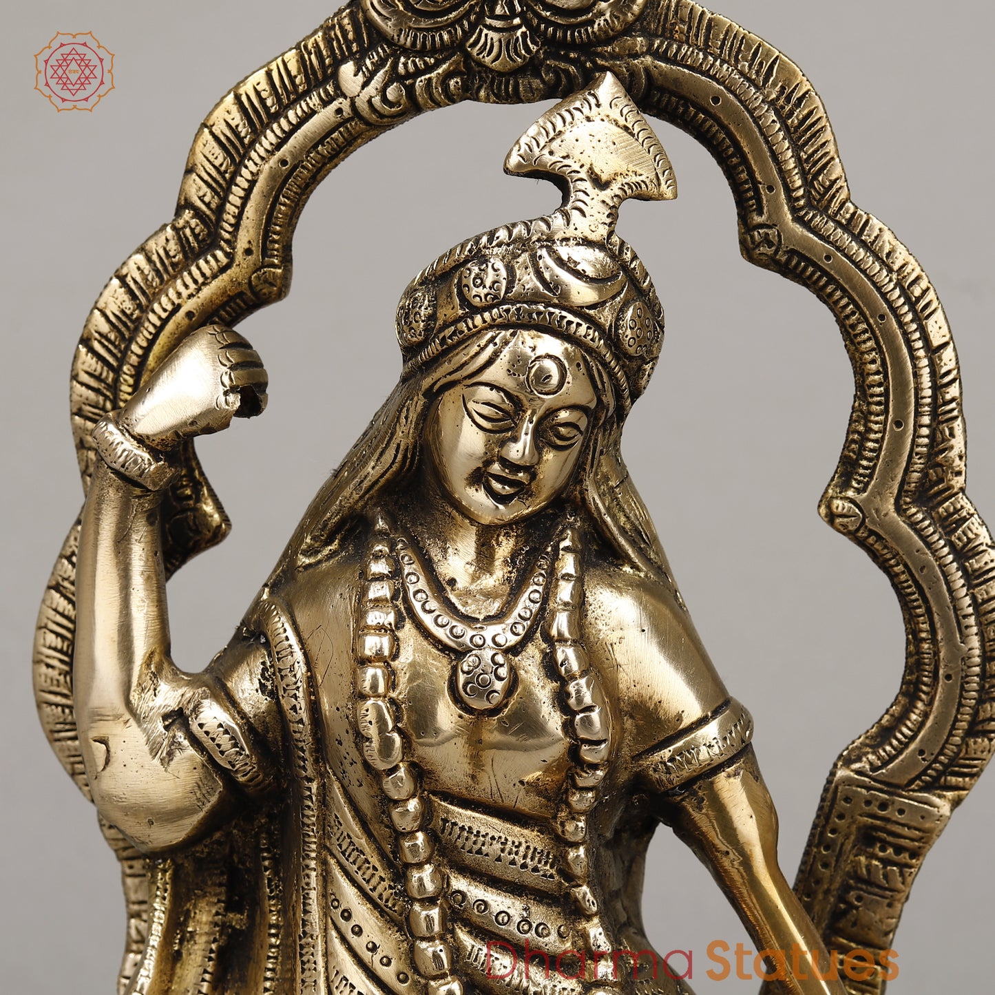 Brass Bagalamukhi Devi, Fine Golden Finish, 13.5"